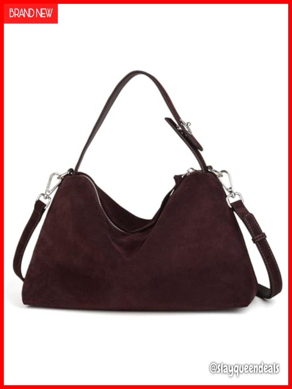Premium Suede Leather Crossbody Bag Hobo Tote Handbag